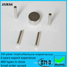 JMD1 / 8 &quot;H3 / 8&quot; Cylindre N35 Ndfeb Magnets